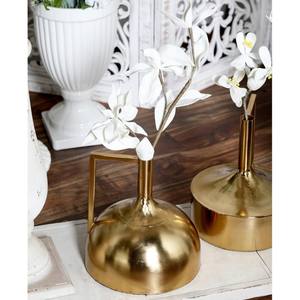 Jarrón de aluminio abovedado cian CosmoLiving de Cosmopolitan Metal Jarrón geométrico delgado y cónico con asas Jarrón de metal decorativo dorado - Product Image 1