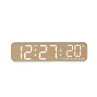 Réveil numérique LED moderne avec affichage de la température, de la date et du jour de la semaine, double alarme, luminosité réglable, lumière ambiante, horloge de bureau