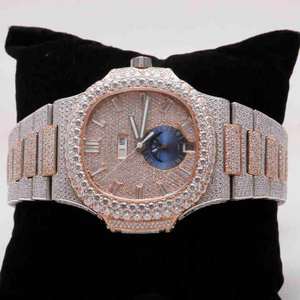 Montre de luxe 41MM avec chronographe et diamants de laboratoire Montre accrocheuse en acier inoxydable avec cadran analogique et affichage en verre Montre pour homme - Product Image 4