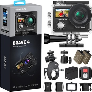 En stock, caméra d'action Brave 4, vidéo 4K 30fps Ultra HD, photo 20MP, EIS, télécommande WiFi, 2 batteries, étanche sous l'eau - Product Image 1