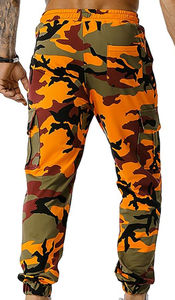 Men's New Eco-Friendly Casual Mid Waist Canvas Cotton <b>Jogging</b> Pants Elastic Waist Spliced <b>Camouflage</b> Flat Front Football - Product Image 4