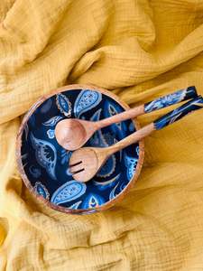 Juego de cuencos de madera de acacia HF Crafts con cucharas, aptos para alimentos para el hogar y la fiesta, decoración elegante con temática de amor para la decoración del hogar - Product Image 2