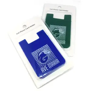 wholesale promotional gifts custom logo printed adhesive silicone smart phone wallet