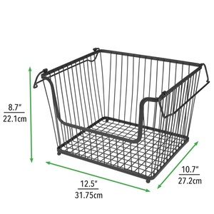 Cesta de almacenamiento de comestibles de hierro con recubrimiento de polvo gris para el hogar, Hotel, restaurante, cesta de almacenamiento de Metal de alambre de hierro de lujo a granel - Product Image 5