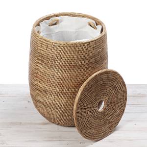 Kitchen basket containers rattan <b>lid</b> baskets for storing home essentials wholesale <b>hamper</b> bin - Product Image 1