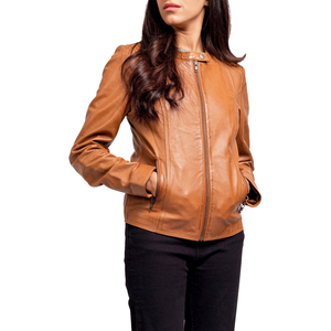 Chaquetas de Cuero de Moda para Mujer, Originales de Piel de Oveja, Transpirables, con Cremallera, de Invierno, OEM Original, de Alta Calidad, Talla Personalizada, Chaqueta con Logotipo - Product Image 1