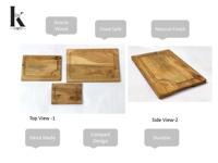 Rechthoekige bamboe snijplank set van 3 stuks met houder, 1,5 cm dik, natuurlijke houtkleur, duurzaam, duurzaam & makkelijk schoon te maken KSN