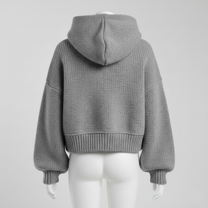 Sudadera con Capucha Extra Corta de Felpa Gruesa Personalizada, 360 g/m², 100 % Algodón, Color Gris Jaspeado, Estilo Urbano para Hombre, Corte Regular, Tejido de Punto - Product Image 3