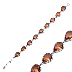 กำไลเทนนิสทรงลูกแพร์ขนาด 12 มม. ประดับด้วยพลอยซุลตานไนต์ ขายส่ง งานแฮนด์เมดจากตุรกี เครื่องประดับเงินแท้ 925 - Product Image 1