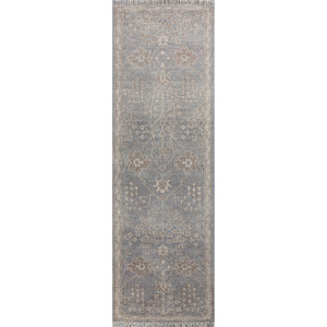 Alfombras de Lana Anudadas a Mano Savana, Gris y Negro, Estilo Boho, Medallón Rectangular Abstracto para el Hogar, Lca-603, para Sala de Estar y Pasillo - Product Image 1