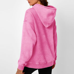 New Arrival Customized Logo Acid Wash Hooded 100% Cotton Women's Winter Casual <b>Fleece</b> <b>Hoodies</b> High Quality - Product Image 2