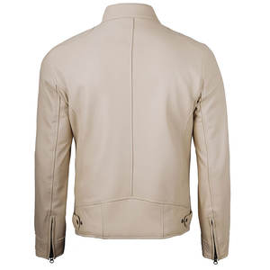 Blouson aviateur en cuir rouge premium pour homme, col rabattu, fermeture éclair sur le devant, coupe-vent, écologique, directement de l'usine - Product Image 3