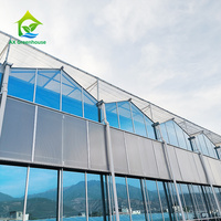 Moderne slimme multi-span Venlo-type glazen kas met hoge lichttransmissie, automatische bediening en aanpasbare afmetingen