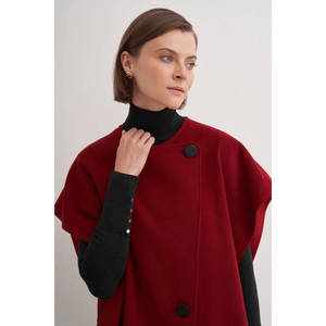 Women's Plus Size Hooded Woolen <b>Vest</b> Coat with Embroidery - Product Image 2