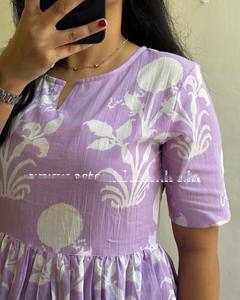 Robe une pièce en georgette imprimée en coton de créateur pour femmes Salwar en soie à manches fantaisie de style indien pour les fêtes de mariage pour adultes - Product Image 3
