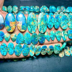 หินอัญมณี shattuckite เกรด AAA คู่หินโมราสีเขียวสวยคุณภาพสูง - Product Image 1