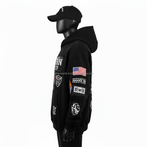 Hombres Premium 380GSM Fleece Cotton Hoodie Custom Bordado Patch Logo Streetwear Oversized Sports Style Basics Hoodie - Product Image 5