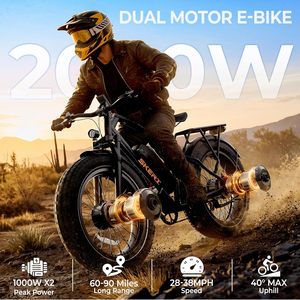 Bicicletta elettrica a doppio motore da 750W/2000W per adulti, 28/38mph, batteria da 48V 15.6/20,5ah, bici elettrica fuoristrada da 26 "x 4" - Product Image 2