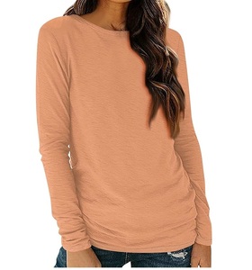 OEM service grande taille femmes à manches longues t-shirts printemps haute rue style O cou respirant 100% coton - Product Image 2