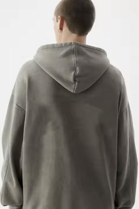 Sudadera con capucha lavada con ácido de gran tamaño para hombre, de alto peso jersey en blanco de algodón, ropa de calle con estampado Vintage, sudadera con capucha para hombre - Product Image 3
