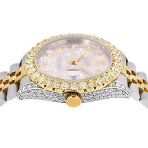 Haute Qualité Bloom Spark Rose Diamant Cadran Bicolore Glacé Moissanite Montre De Luxe Hip Hop Bijoux Mouvement Mécanique Analogique - Product Image 4
