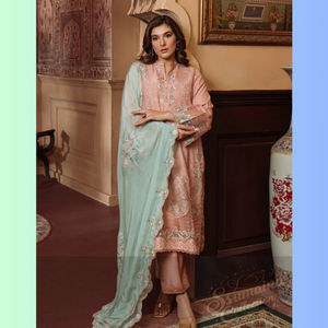 SSumaira's Festive Edit SAHAR Collection Cousue Formelle Pelouse Organza Soie Brute Viscose Soie Intérieure Dupatta 4pc Indien Pakistanais - Product Image 6