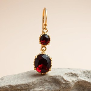 Boucles d'oreilles en argent sterling massif 925 avec grenat Gemstone Fashion Dangle Style pour les femmes - Product Image 4