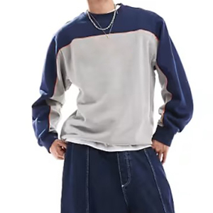 เสื้อสเวตเชิ้ตผู้ชายผ้าฟลีซโพลีเอสเตอร์/คอตตอนแบบขายส่ง ทรงพอดีตัว สีทูโทนทันสมัย พิมพ์ลายพัฟฟ์ตามสั่ง เสื้อผ้าพื้นฐานสำหรับฤดูหนาว - Product Image 3