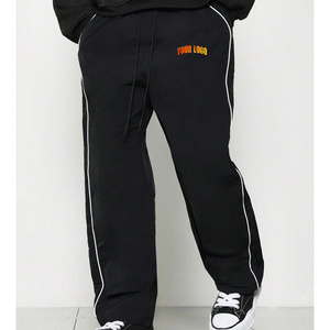 Pantalones Deportivos de Alta Calidad, Corte Regular Informal, Ligeros, 100% Algodón, Diseño con Ribete, Pierna Ancha y Recta, Lavados - Product Image 4