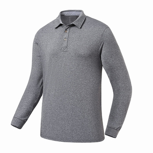 Polo de color gris de la mejor calidad para hombre, ropa informal de manga larga, polo hecho de poliéster con diseño de logotipo personalizado - Product Image 3