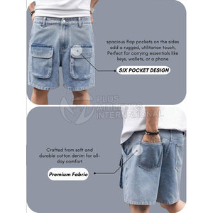 Pantalones Cortos Vaqueros Resistentes para Hombre con Dobladillos Deshilachados y Costuras Elegantes para Usar en Verano, Pantalones Cortos Vaqueros de Corte Urbano para Hombre - Product Image 3