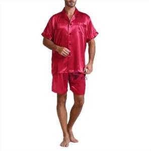 Ropa de dormir para hombre al por mayor camisas de manga corta con pantalones ropa de descanso clásica conjunto de pijama de algodón para hombre - Product Image 4