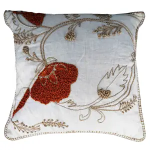 Wholesale Cheap Price Indian Manufacturers Decorative Floral Embroidery Linen Fabric Cushion Pillow Cover 45x45 Cm