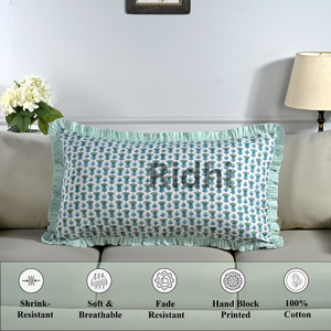 Lot de 20x36 Housses de Coussin en Coton à Volants Motif Floral Style Western Bleu Aigue-marine Amovibles Lavables pour Canapé et Lit - Product Image 5