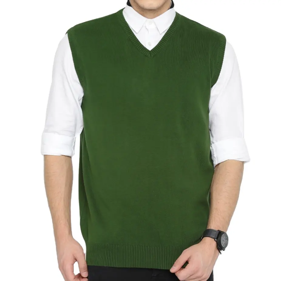 Einzigartiges Design Herren Gute Qualität Uniform Weste Pullover V-Ausschnitt Ärmellose Großhandel Benutzer definierte Farbe Niedriger Preis Hand gestrickte Herren weste