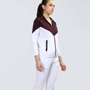 Vente en gros Ensemble de survêtement zippé tendance pour femmes, costume de jogging deux pièces, veste à fermeture éclair complète, pantalon de survêtement taille élastique, respirant - Product Image 5