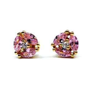 Designer 925 Sterling Silver Gold Plated Pink Tourmaline Gemstone Affordable Vintage Style <b>Studs</b> Earrings - Product Image 5