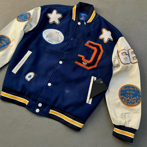 Chaqueta universitaria de invierno para hombre y mujer, parches de chenilla bordados de lona, estilo Vintage - Product Image 2