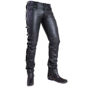 Pantalones de cuero para hombre de último diseño de alta calidad al por mayor Diseña tus propios pantalones de cuero con logotipo para hombre - Product Image 2
