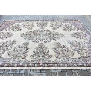 Tapis de 7,1 x 12,6 pieds, tapis turc vintage surdimensionné, tapis en laine blanche - Product Image 3
