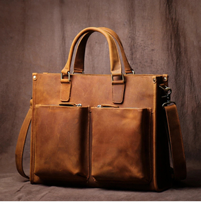 Classic Genuine Leather Laptop Messenger Protective Durable Large Capacity Shoulder <b>Bag</b> for Work Zipper Closure - Product Image 1