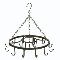 Support de suspension rond pour pot en métal avec revêtement en poudre argentée, design moderne, type crochet Tycon