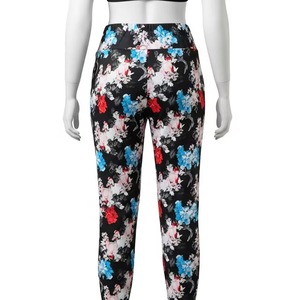 กางเกงออกกำลังกายเอวสูงสำหรับผู้หญิงกางเกงออกกำลังกายพิมพ์ลายผ้าสแปนเด็กซ์ผ้าโพลีเอสเตอร์ผ้าสแปนเด็กซ์แห้งเร็วระบายอากาศได้ดีขนาดใหญ่พิเศษ - Product Image 3
