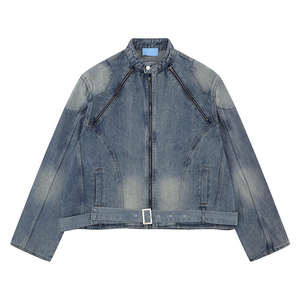 เสื้อโค้ทเดนิมผู้ชายสำหรับฤดูหนาว  แบบลำลอง  กันลม  ทันสมัย  คอตั้ง  ใส่ได้สองด้าน  ระบายอากาศได้ดี  ผ้าฝ้าย 100%  ติดเข็มขัดด้านหน้า - Product Image 3