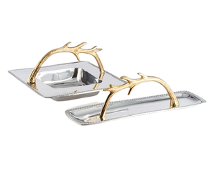 Plateau de service en métal moderne pour la maison, les hôtels et les restaurants Plateau décoratif pour mariage et fête - Product Image 2