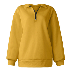 Style Lightweight Customized 1/4 Zipper Sweatshirt For <b>Women</b> Streetwear Pullover Stand Collar Customized Logo Printing - Product Image 3