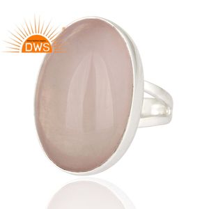 Superventas anillo de banda dividida de piedras preciosas de cuarzo rosa Natural de plata esterlina joyería personalizada para mujer regalo para ella - Product Image 2