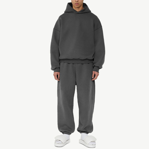Baggy Heavy 600 Gsm 100% algodón recortado Sudadera con capucha hombres con botón personalizado liso Unisex peso pesado francés Terry sudaderas con capucha de gran tamaño - Product Image 4