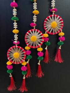 Decoración toran colgante de puerta India para Haldi, Mehndi, bodas Desi, colgante de pared festivo, Puja telón de fondo, decoración Ganesh Utsav - Product Image 3