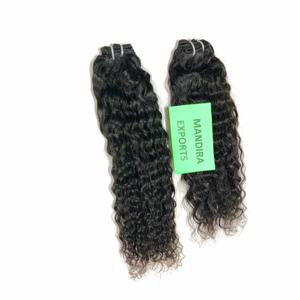 Vente en gros d'extensions de cheveux humains indiens bouclés non transformés de meilleure qualité 100% paquets vierges bruts de couleur noire - Product Image 4